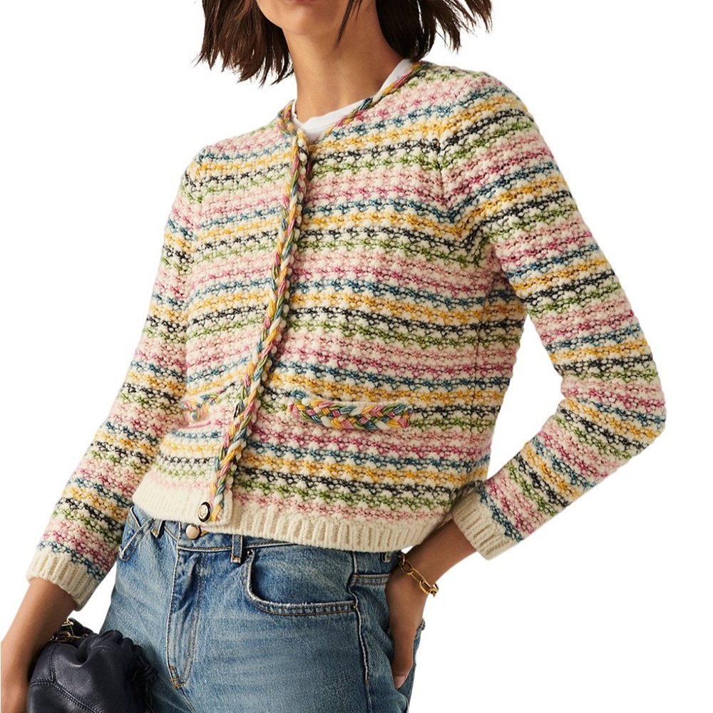 Ba&sh Bianca Multicolor Cardigan Striped Women's Sweater Size 1/ S